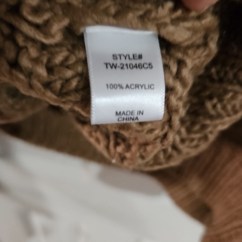 NEW! Cableknit Sweater Camel Tan Neutral Trendy Top Statement Sleeves - Picture 9 of 12